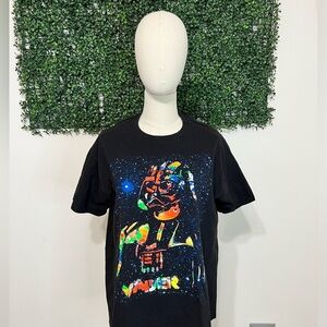 Darth Vader 100% Cotton Artsy Neon Paint Print Tee Shirt Size Medium